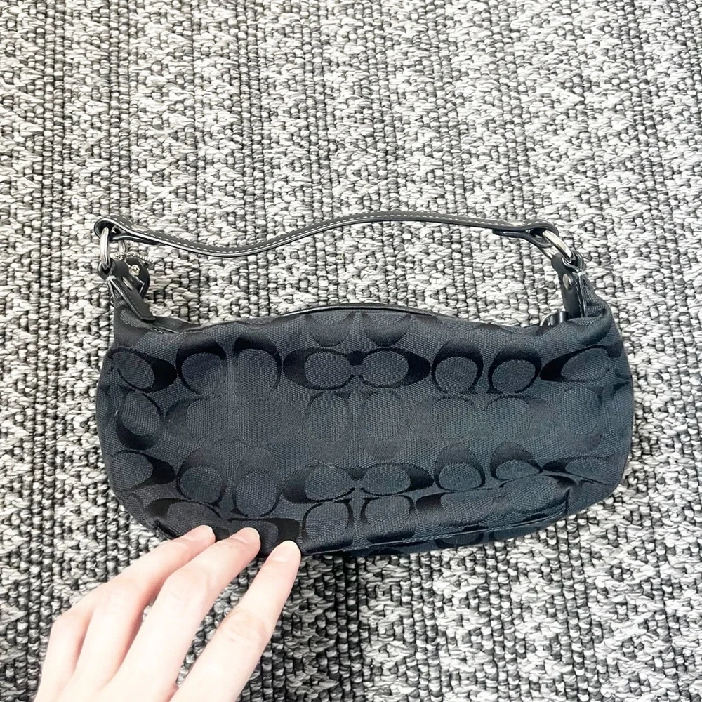 Coach Black Signature Canvas Mini Shoulder Bag - Picture 3 of 5